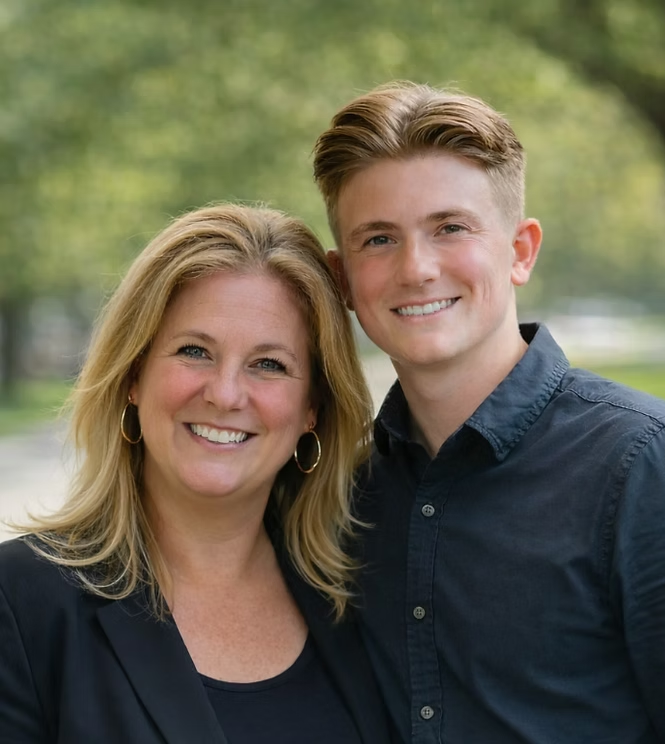 Nate Hyman and his mother and real estate partner smiling outdoors in Kennett Square, PA