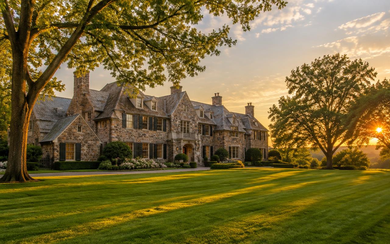Stone estate home on acreage in the Brandywine Valley near Kennett Square