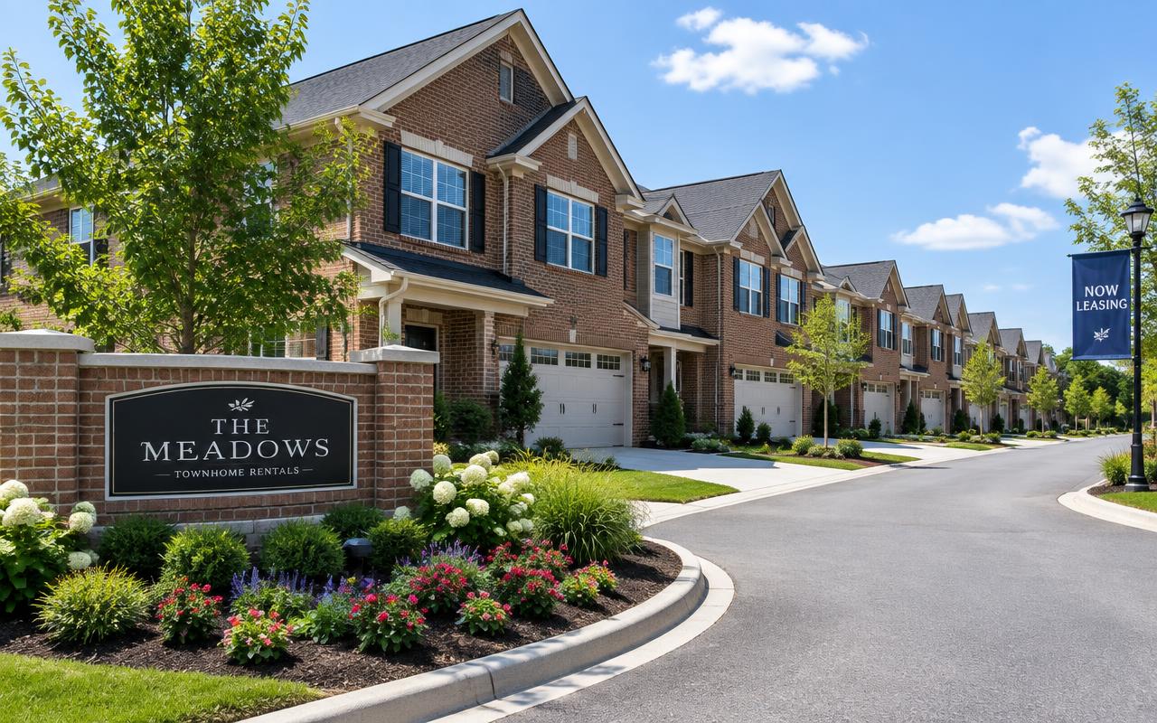 Brick townhomes in a Kennett Square rental community